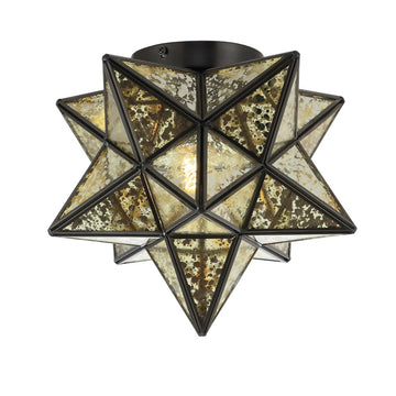 Stella 12" Moravian Star Metal/Clear Glass LED Flush Mount - JONATHAN Y